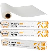 VIVAVENTURE Parchment Paper for Baking, Parchment Paper Rolls 12in x 49ft, 3 Rolls of 12in x 16.3...
