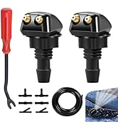 Teybouk 10 PCS Windshield Washer Nozzles Kit, Adjustable Front Hood Jet Kit with Hose, Double-hol...