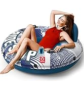 QPAU Inflatable River Tube, 0.4 mm Thickened Puncture-Resistant Heavy Duty River Float, River Raf...