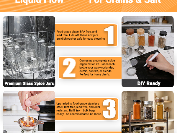 Square 4 oz spice jars 6pcs
