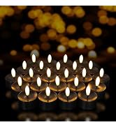 24 Pack Black Flameless Tea Lights Candles Battery Operated LED Tealights | 3D Wick Realistic Fli...