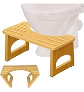 Foldable Toilet Stool, 7.5 Inch Poop Stool for Bathroom, Bamboo Toilet Stool Squat Adult, Collaps...