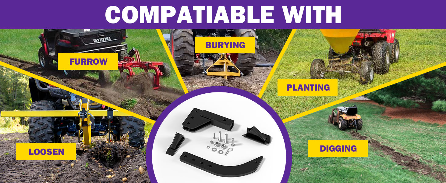 Hitch Mounted Trencher Fits 3 Point Hitch Subsoiler Lawn Ripper ATV UTV Tractor Plow Trench Digger