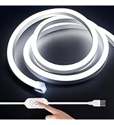 XINGZHI 16.4FT White Neon Light Strip, 5V USB Led Strip Lights with Touch Controller, Flexible Ne...