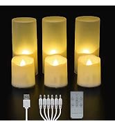 6PCS Rechargeable Tea Lights Candles with Remote and Timer, Flameless Flickering Votive Candles w...