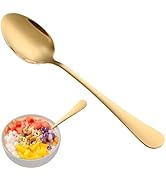 Gold Soup Spoons,8 PCs 7.3'' Dinner Spoons,Durable Mirror Polishing Stainless Steel Silveware Mai...
