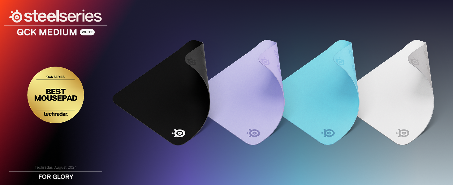 SteelSeries QcK Mousepads in Black, Lavender, Aqua, and White