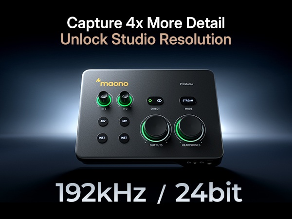 Maono P2 ProStudio audio interface 192kHz 24bit high resolution studio quality audio recording