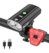 Super Bright Bike Lights for Night Riding, 5000mAh USB C Rechargeable LED Bicycle Light Front and...