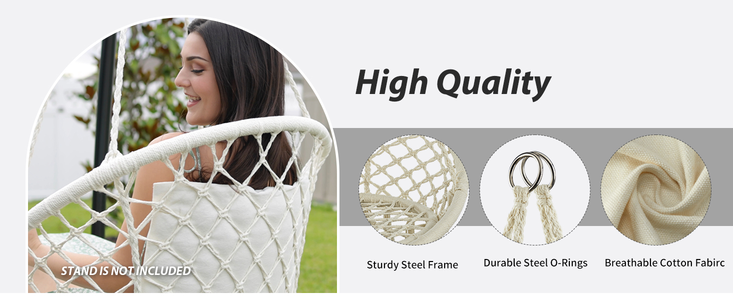 JoyView Macrame Hanging Swing Chair-4