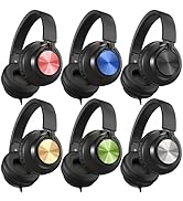 AILIHEN Headphones Wired 6-Pack Bulk for School, Over-Ear Headsets with Microphone for Kids Stude...