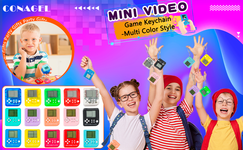 You will get 15 pcs mini video game keychains include 10 colors