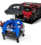 FreekyFit Rolling Shop Stool for Garage with Casters, DO02-Adjustable Height 360° Swivel Shop Sea...