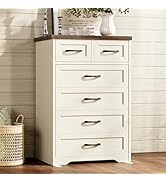 AODK Farmhouse Tall 6 Drawer Dresser for Bedroom, 5-Tier Vertical Storage Chest with Mixed Drawer...