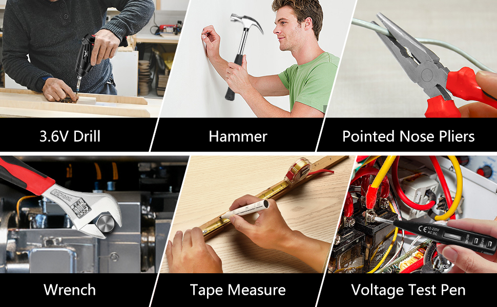 Home tool set with hammer wrench for repair furniture assembly