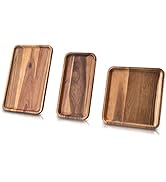 BF BILL.F SINCE 1983 Acacia Wood Rectangular Serving Tray Set of 3, Elegant Farmhouse Style