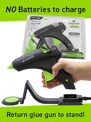 no batteries to charge,return glue gun to stand