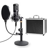 USB Streaming Podcast PC Microphone with Aluminum Storage Case,SUDOTACK Professional 192kHz/24Bit...