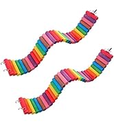 Hamiledyi Hamster Rainbow Bridge,Flexible Bendy Climbing Ladder Hanging Wooden Chew Toy for Bird ...