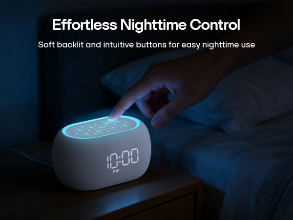 Alarm clock with effortless nighttime control