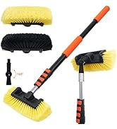 12FT Car Wash Brush with Long Handle, Car Cleaning Brush with 12" Soft Bristle and 12" Hard Brist...