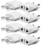 European Plug Adapter, Unidapt US to Europe Plug Adapter, 8 Pack European Type C Plug Adapters, 1...