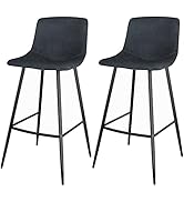 30 Inch Barstools Bar Height Set of 2, Modern Bar Chairs with Back and Footrest, Leathaire Urban ...