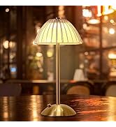 HAPYGI Portable Battery Operated LED Table Lamp with Touch Sensor, Gold Cordless Brass Rechargeab...