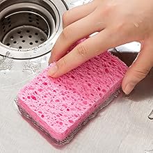 Compressed Cellulose Sponges Non-Scratch Natural Sponge Cleaning Scrub Sponge kitchen Cut-Outs DIY