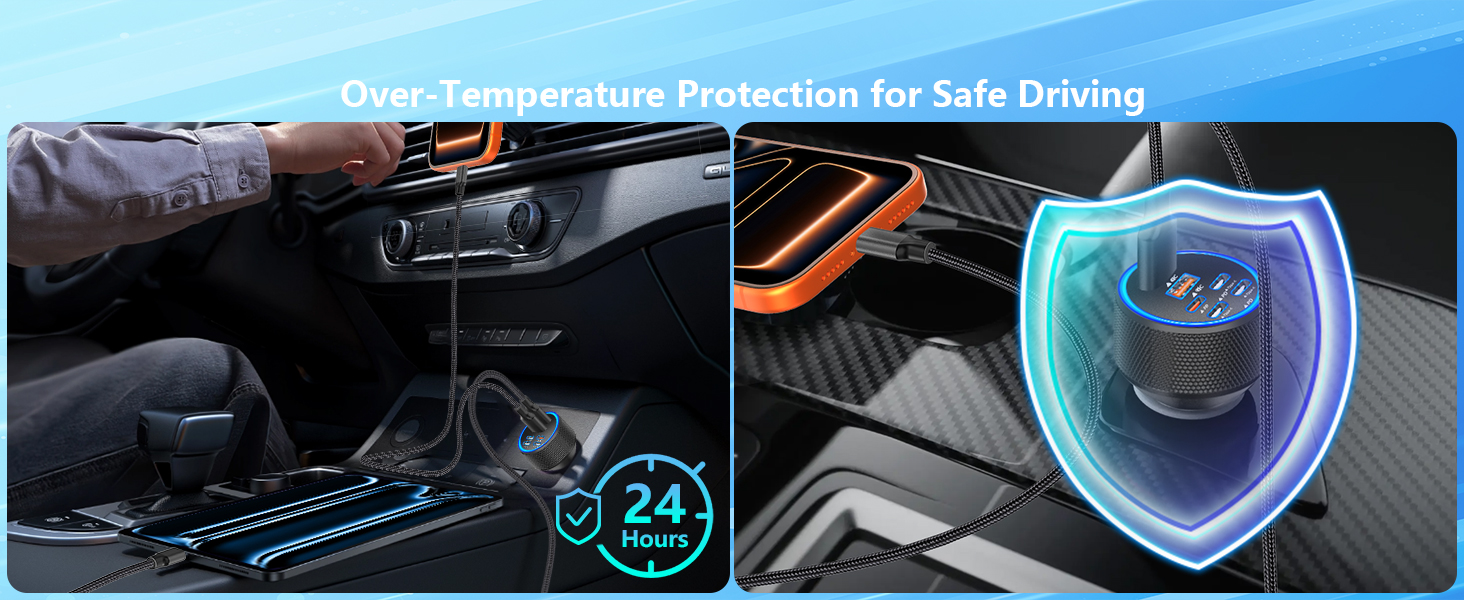 MFi Certified iPhone 17 Car Charger 6Port 120W USB-C&amp;amp;USB-A Power Cigarette Lighter USB-C Car Charger