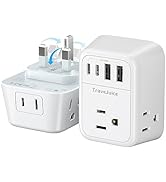 European Travel Plug Adapter, TraveJuice Foldable Plug Adapter with 4 Outlets 4 USB Ports (2 USB-...
