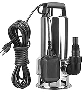 TOPWAY 1.5HP Stainless steel Submersible Clean/Dirty Water Sump Pump Garden Pond with Float Switch