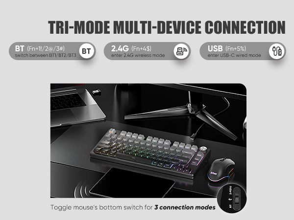 3 mode keyboard and mouse combo