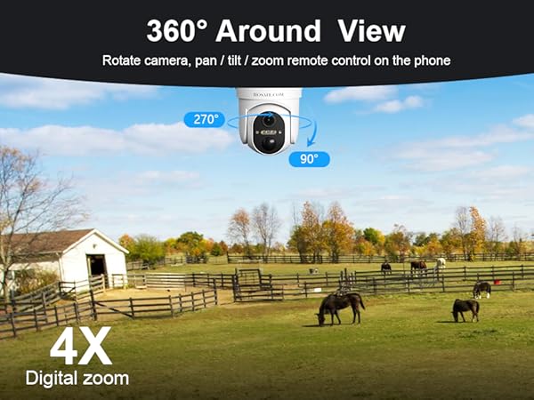 Outdoor security camera shows 360 view with remote mobile control