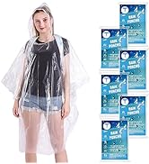 TUNCHMO Disposable Rain Ponchos for Adults/kids (6 Pack) 50% Thicker Emergency Ponchos