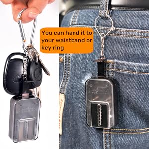 Can hang it to your waistband and key ring