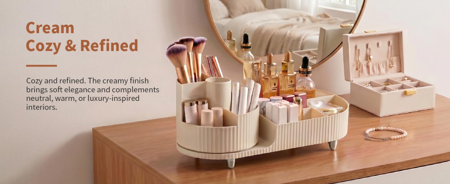 Rotating Makeup Caddy Organizer Vanity Skincare Brush Eyeshadow Lipstick Counter Desk Organization