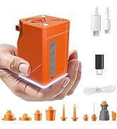3T6B Mini Air Pump for Inflatables, Portable Air Pump with Wind Fan &amp; Camping Light, Type-C Recha...