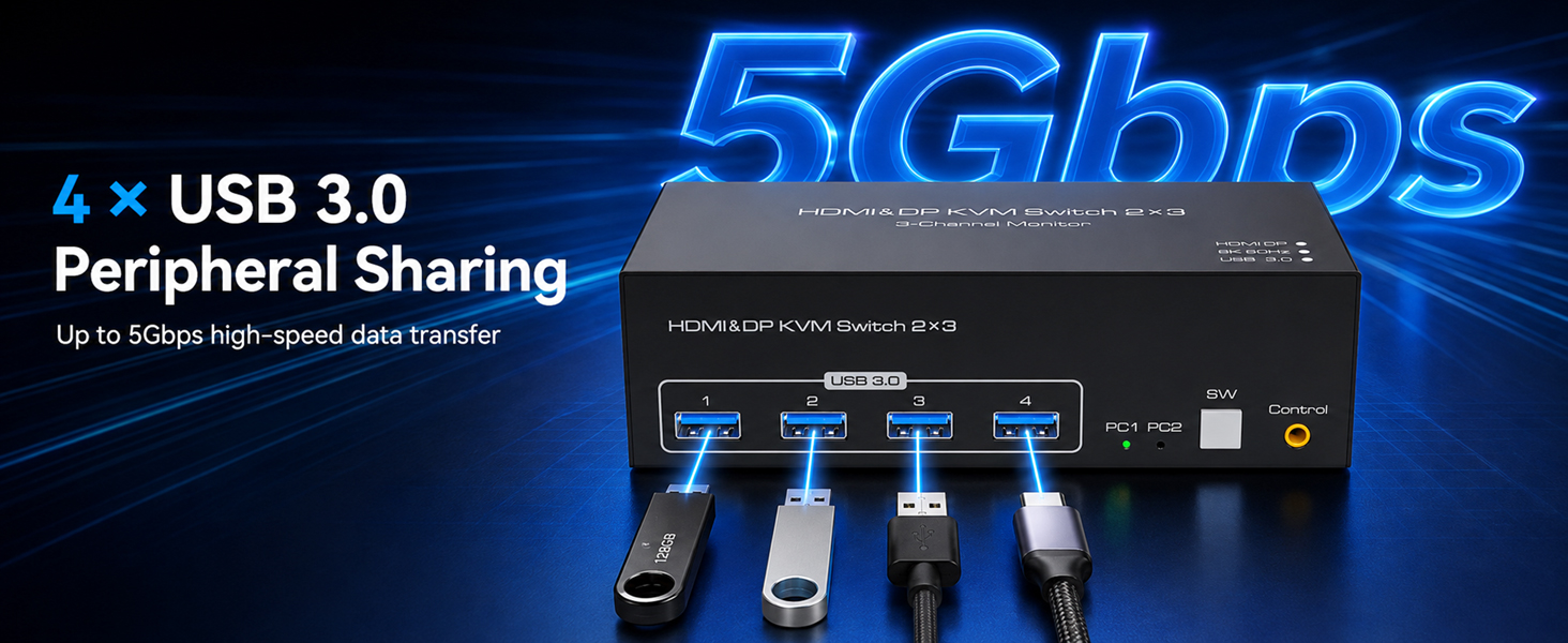 4X USB 3.0 Peripheral Sharing