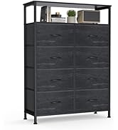 DUMOS Fabric Dresser for Bedroom with 8 Drawers, Tall 8-Drawer Chest of Drawers with Raised Shelf...