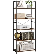 NEFROM Book Shelf, Adjustable 5-Tier Tall Bookshelf, Wooden Bookcase Shelves for Bedroom, Living ...