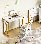coeztt Folding Desk, 31.5" Small Desk for Bedroom with Power Outlet, Space Saving Foldable Comput...