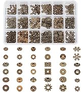 PH PandaHall 18 Styles Spacer Beads, 540pcs Antique Bronze Tibetan Alloy Jewelry Beads Bicone Flo...