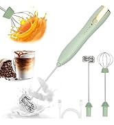TonJin Frother Wand Rechargeable USB-C Milk Frother Handheld Mixer Electric with 2 Whisk Heads, 3...