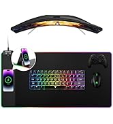 RGB Gaming Mouse Pad 15W Fast Wireless Charging, 800x416x3mm Extended Large Desk Mat Protector, [...