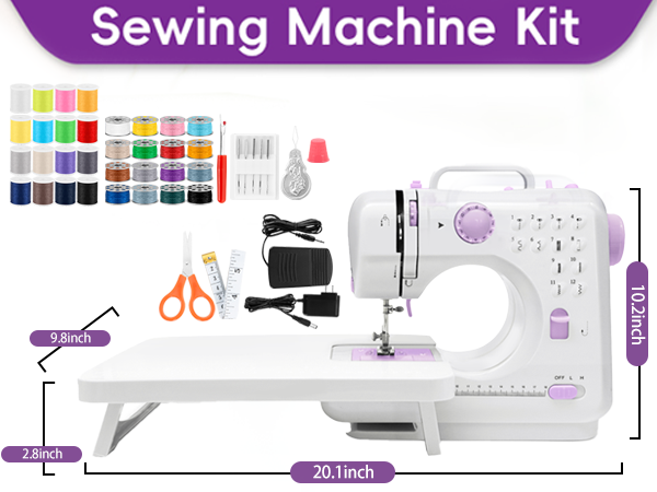 Sewing Machine with Extension Table, Mini Sewings Machines Portable Electric Sewing Machine