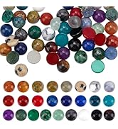 PH PandaHall 50pcs 25 Styles Natural Stone Gems 4mm Gemstone Cabochons Half Round Flatback Caboch...