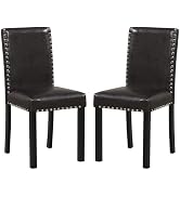 Giantex Dining Chairs Set of 2, Faux Leather Upholstered Parsons Kitchen Chair with Solid Rubber ...