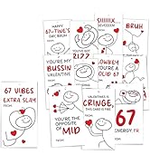 Pack 24, 67 Valentine Cards,Gen Z Slang Valentine’s Day Cards, Cute Meme Love Cards, Humor Valent...