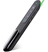 DinoFire USB Rechargeable RF 2.4 GHz Green Light Presentation Remote, Powerpoint Clicker Wireless...